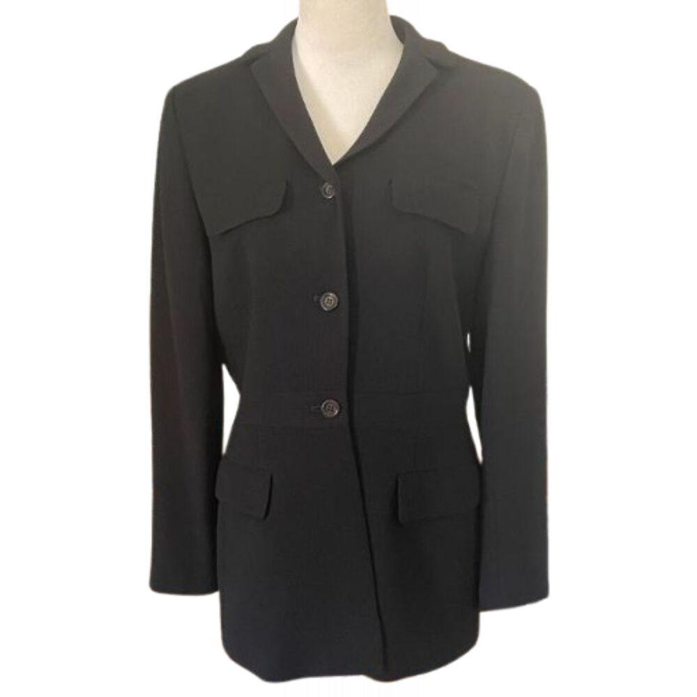Vintage Ann Taylor Black 100% Wool Blazer Jacket Size 10